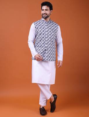 W&g cotton blend men nehru jacket multicolour 2