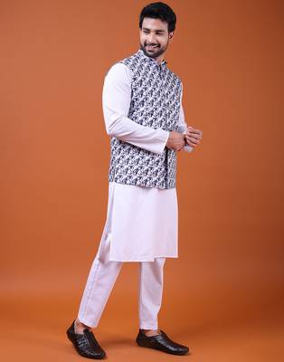 W&g cotton blend men nehru jacket multicolour 4