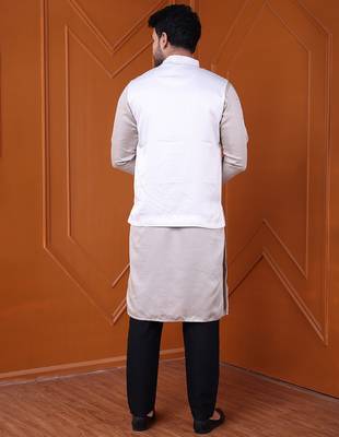 W&g silk blend men nehru jacket white 5