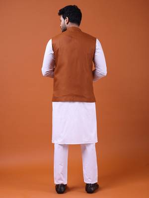 W&g poly dupian men nehru jacket rust 5