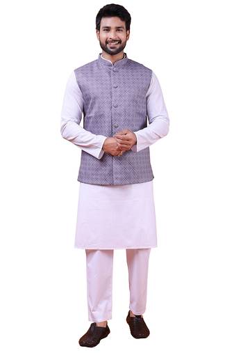 W&g cotton blend men nehru jacket multicolour