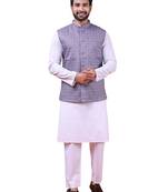 W&g cotton blend men nehru jacket multicolour