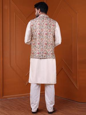 W&g silk blend men nehru jacket (jacquard design) multicolour 5