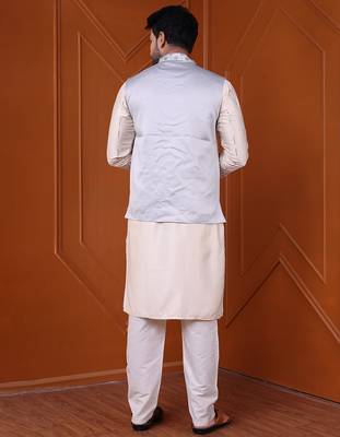 W&g silk blend men nehru jacket grey 5
