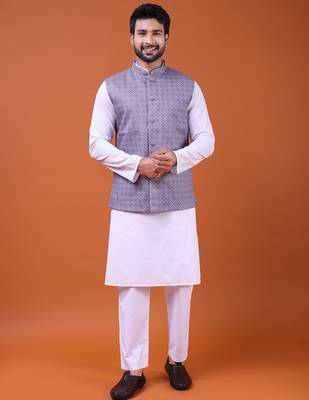 W&g cotton blend men nehru jacket multicolour 2