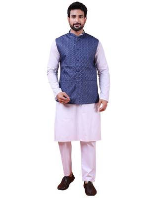 W&g cotton blend men nehru jacket multicolour 1