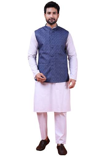 W&g cotton blend men nehru jacket multicolour
