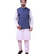 W&g cotton blend men nehru jacket multicolour