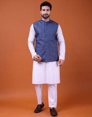 W&g cotton blend men nehru jacket multicolour 2