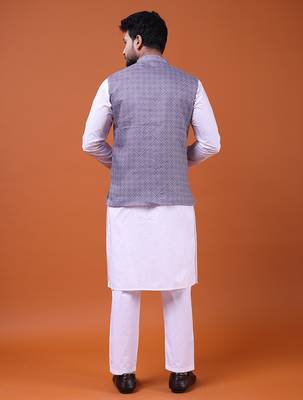 W&g cotton blend men nehru jacket multicolour 5