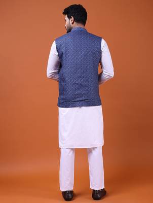 W&g cotton blend men nehru jacket multicolour 5