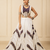 White Heritage Print Garba Lehenga Set with Mirror Work Blouse