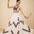 White Heritage Print Garba Lehenga Set with Mirror Work Blouse