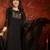 Black cotton embroidered kurta set.