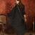 Black cotton embroidered kurta set.