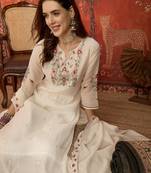 Cream cotton embroidered kurta set