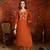 Rust cotton embroidered kurta set