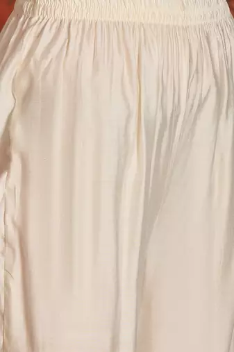 Cream cotton embroidered kurta set