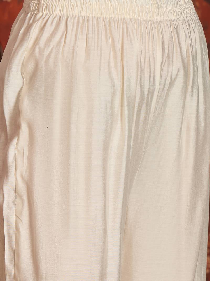 Cream cotton embroidered kurta set