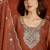 Rust shimmer zari embroidered kurta set.