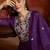 Purple cotton embroidered kurta set.