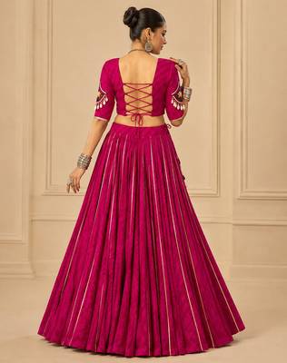 Rani Pink Navratri Lehenga with Gota Patti & Gamthi Mirror Work 4