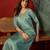 Blue cotton embellished kurta set