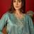 Blue cotton embellished kurta set