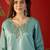 Blue cotton embellished kurta set