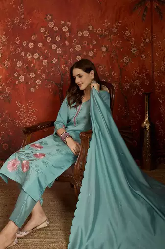 Rama cotton embroidered kurta set.