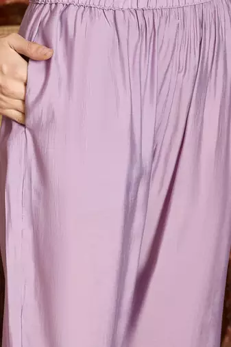 Lilac cotton embroidered kurta set