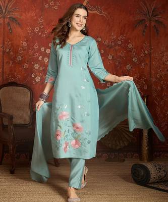 Rama cotton embroidered kurta set. 3