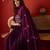 Wine cotton embroidered kurta set