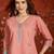 Peach cotton embroidered kurta set