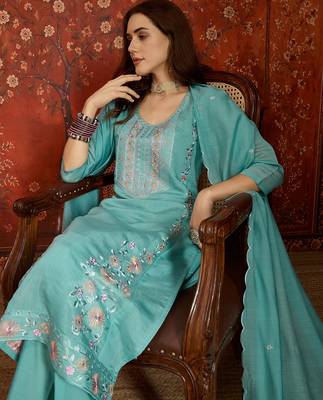 Rama cotton embroidered kurta set. 1