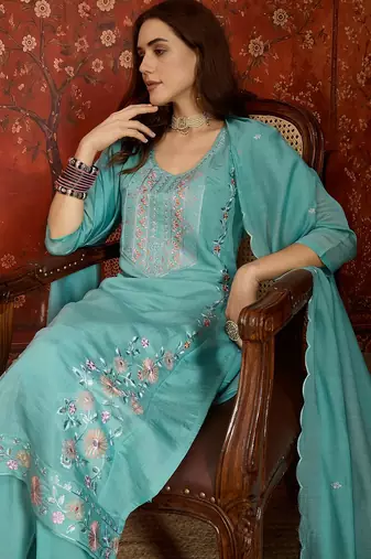 Rama cotton embroidered kurta set.
