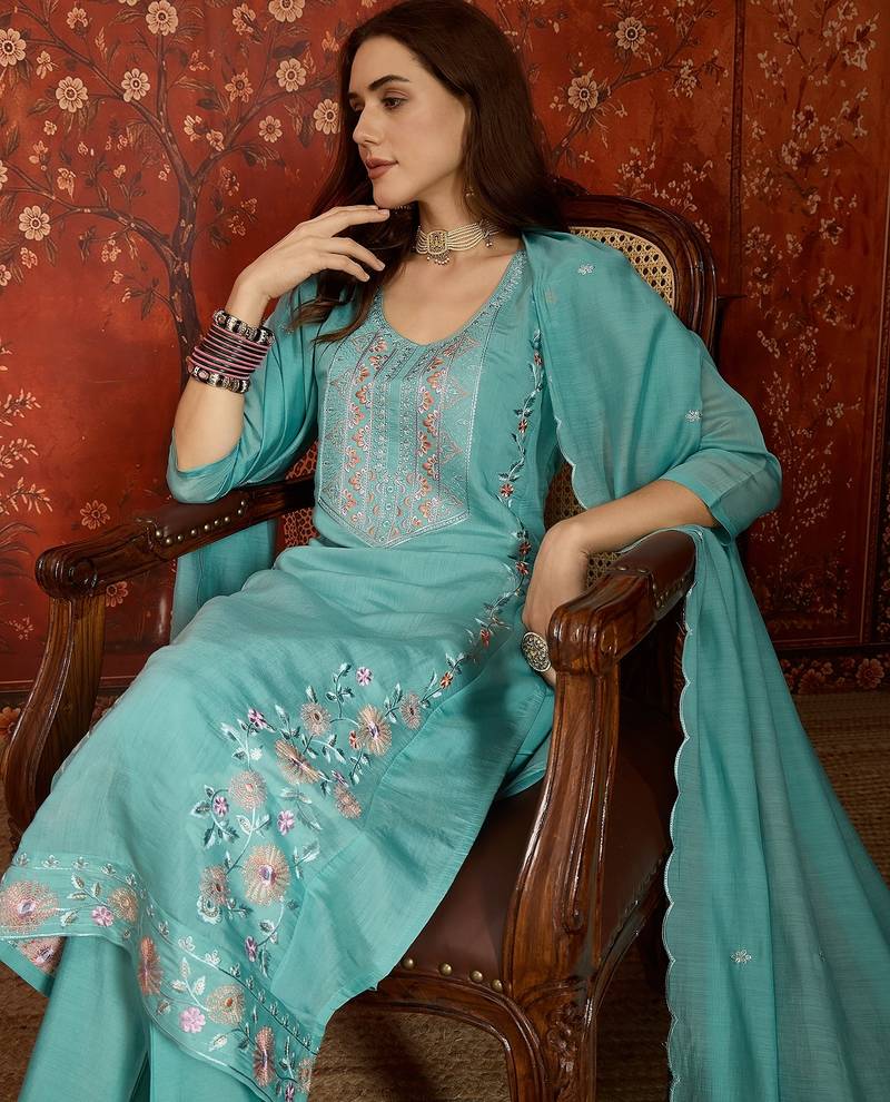 Rama cotton embroidered kurta set.