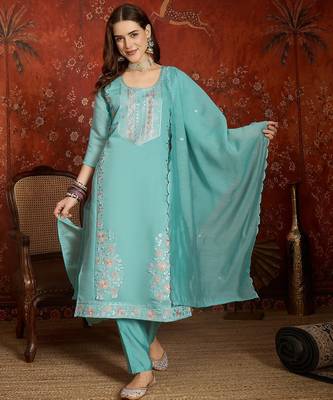 Rama cotton embroidered kurta set. 3