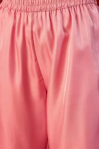 Pink cotton embellished kurta set