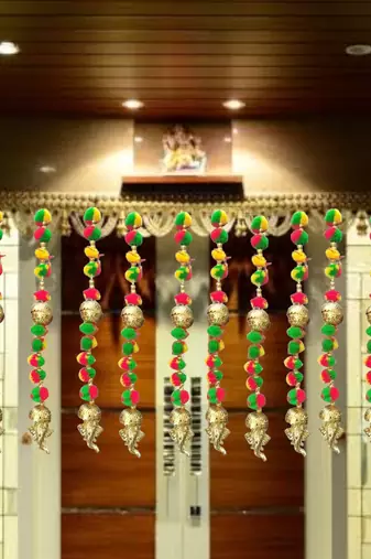 handmade ganesha pom-pom door hanging for festive decor pack of 12