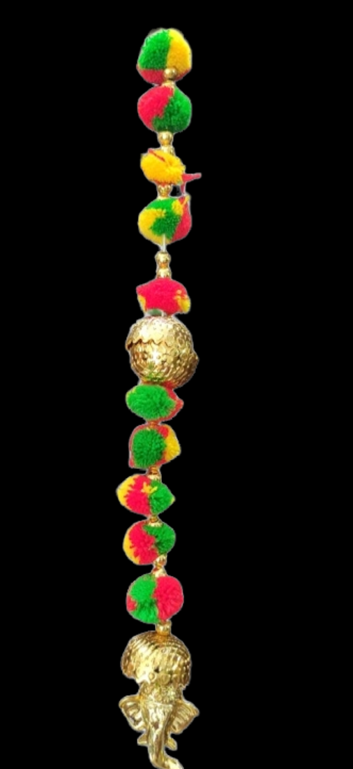 handmade ganesha pom-pom door hanging for festive decor pack of 12