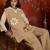 Beige jute cotton patch work co-ord set.