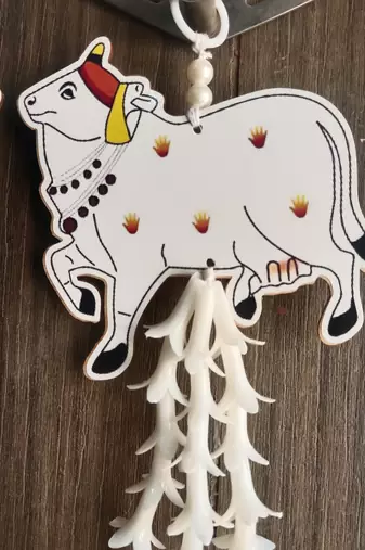 handmade mdf cow wall hanging for home decor pack of 2