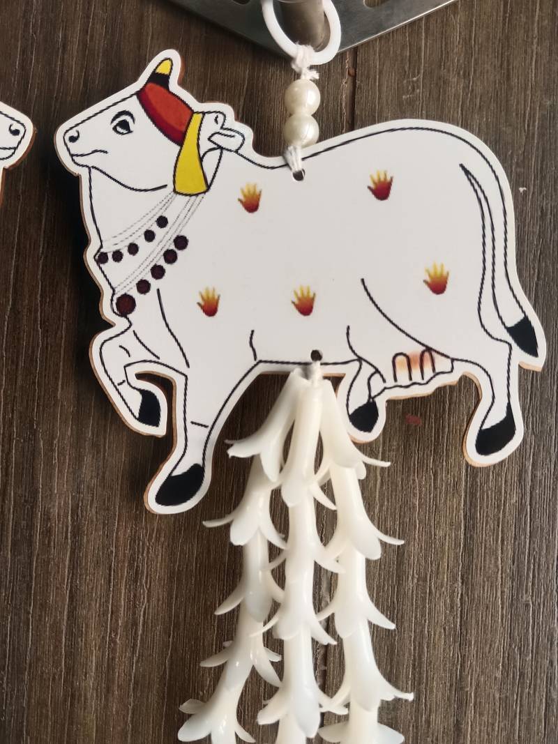 handmade mdf cow wall hanging for home decor pack of 2