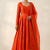 Women's rust orange floral embroidered silk anarkali suit set with dupatta