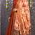Orange colour solid anarkali suit set with contrast kalamkari floral printed dupatta