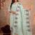 Light green kota doria 3pcs unstiched dress material with beautiful floral embroidery work .