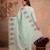 Light green kota doria 3pcs unstiched dress material with beautiful floral embroidery work .