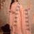 Peach kota doria 3pcs unstiched dress material with beautiful floral embroidery work .