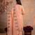 Peach kota doria 3pcs unstiched dress material with beautiful floral embroidery work .